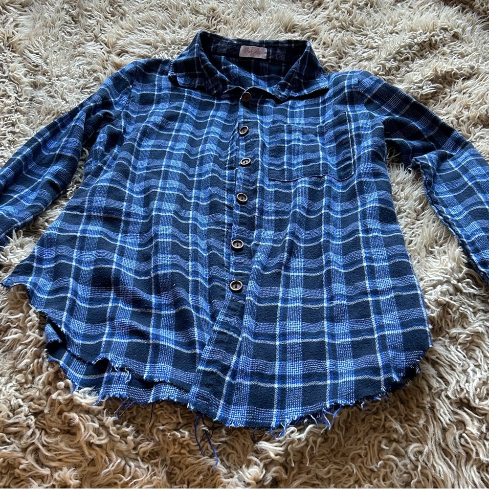 Pink Lily Blueberry Plaid Shirt